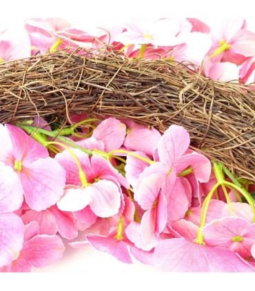 Artificial Pink Floral Blossom Wreath 40cm Dark Pink Luxury Home Decor