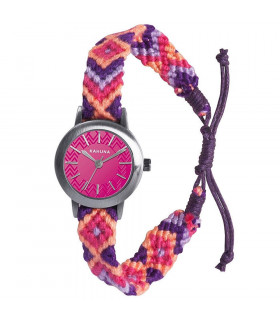 Watch Stainless Steel Multicolour Fabric Pink Dial Ladies' Kahuna AKLF-0019L