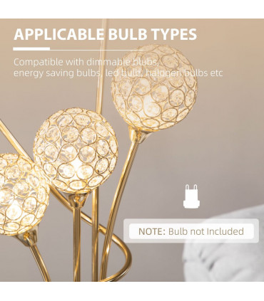 Crystal Floor Lamp Gold 156H  Crystal 5 Light Upright Standing Lamp