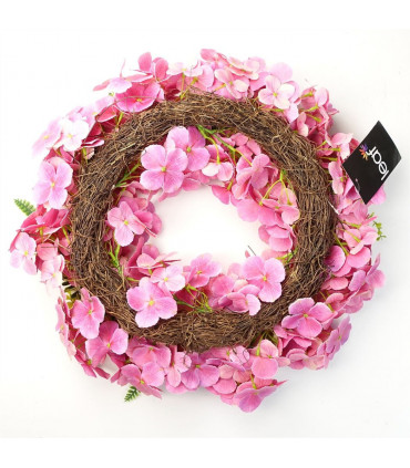 Artificial Pink Floral Blossom Wreath 40cm Dark Pink Luxury Home Decor