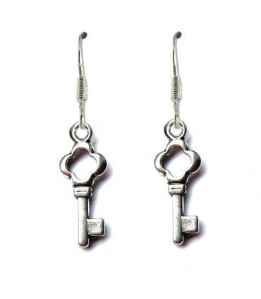 Key Drop Earrings Silver Plated