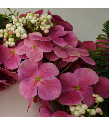 Artificial Pink Floral Blossom Wreath 40cm Dark Pink Luxury Home Decor