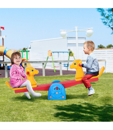 Kids Seesaw Safe Teeter Totter 2 Seats with Easy-Grip Handles Plastic