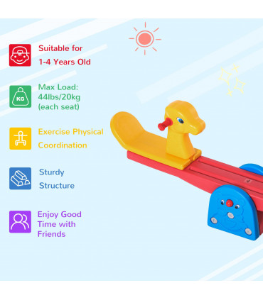 Kids Seesaw Safe Teeter Totter 2 Seats with Easy-Grip Handles Plastic
