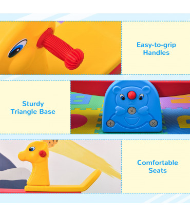 Kids Seesaw Safe Teeter Totter 2 Seats with Easy-Grip Handles Plastic