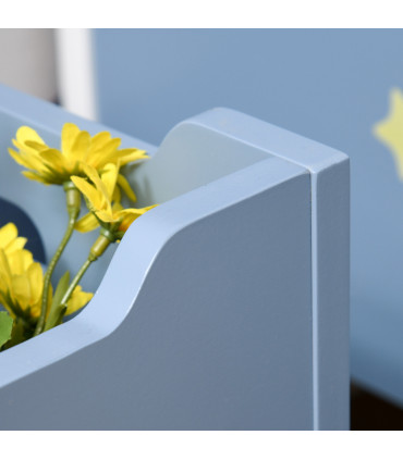 Kids Wooden Toy Box Children Storage Chest Blue White MDF 35.5H x 55L x 34Wcm