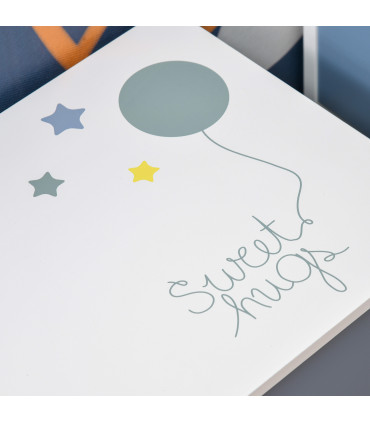 Kids Wooden Toy Box Children Storage Chest Blue White MDF 35.5H x 55L x 34Wcm