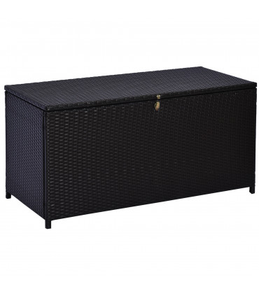 Rattan Storage Box Dark Brown 113L x 45W x 56H cm Large Garden Chest Wicker