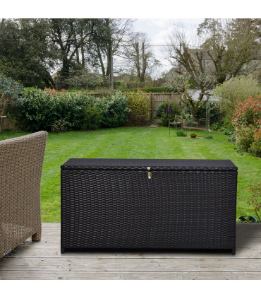 Rattan Storage Box Dark Brown 113L x 45W x 56H cm Large Garden Chest Wicker