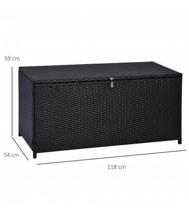 Rattan Storage Box Dark Brown 113L x 45W x 56H cm Large Garden Chest Wicker