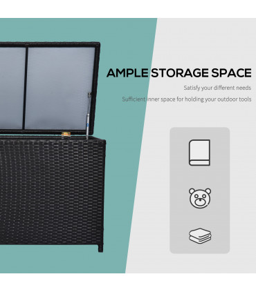 Rattan Storage Box Dark Brown 113L x 45W x 56H cm Large Garden Chest Wicker