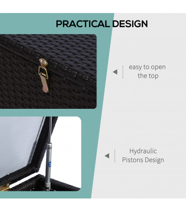 Rattan Storage Box Dark Brown 113L x 45W x 56H cm Large Garden Chest Wicker