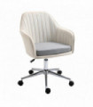 Leisure Office Chair Linen Swivel Desk Chair Home Study  Wheel, Beige Vinsetto