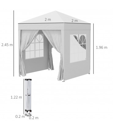 2mx2m Pop Up Gazebo Party Tent Canopy Marquee with Storage Bag White