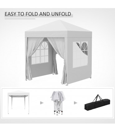 2mx2m Pop Up Gazebo Party Tent Canopy Marquee with Storage Bag White