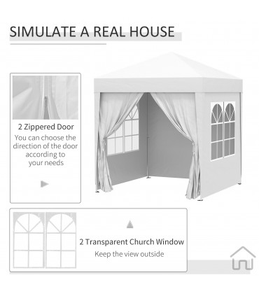 2mx2m Pop Up Gazebo Party Tent Canopy Marquee with Storage Bag White