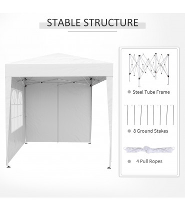 2mx2m Pop Up Gazebo Party Tent Canopy Marquee with Storage Bag White