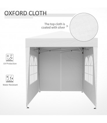2mx2m Pop Up Gazebo Party Tent Canopy Marquee with Storage Bag White