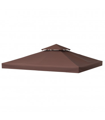 3x3 m Double-Tier Canopy Top Replacement-Coffee