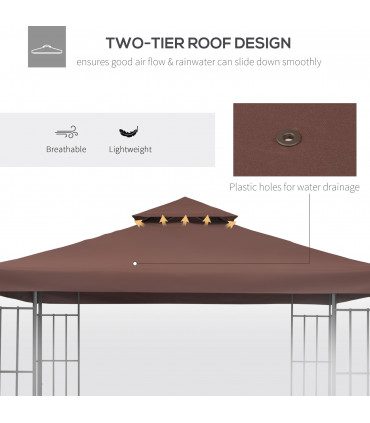 3x3 m Double-Tier Canopy Top Replacement-Coffee