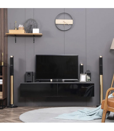 Floating TV Unit Stand, Wall Mount Media Console with Storage Cupboards