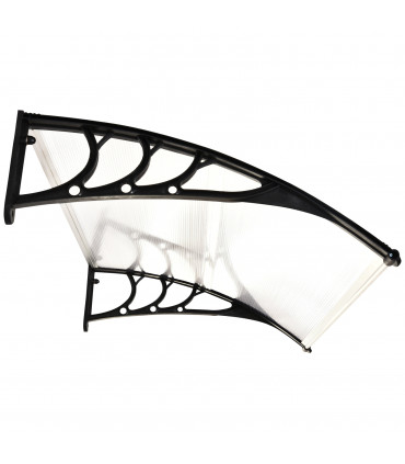 Polycarbonate Clear Curved Awning 75cm x 120cm x 23cm UV Protection Sturdy Frame