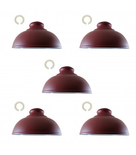 Metal Burgundy 5 Pack vintage curvy shape lamp shade E27 base 29cm light shades