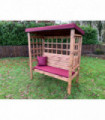 Bramham Three Seat Arbour Burg With Burgundy Cushion