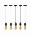 Pendant light holder Black Metal/PVC 5 Pack Industrial E27 Lamp Holder Light