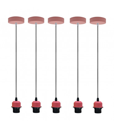 Pendant Light 5 Pack Industrial Pink Lampshade Addable E27 Holder Light