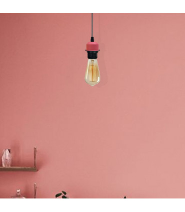 Pendant Light Holder, Pink Metal/PVC E27 Lamp Holder Light, 5 Pack Industrial