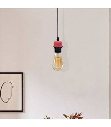 Pendant Light Holder, Pink Metal/PVC E27 Lamp Holder Light, 5 Pack Industrial