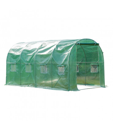 4x2 m Polytunnel Walk-in Greenhouse with Zip Door and Windows-Green