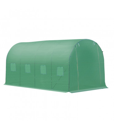 4x2 m Polytunnel Walk-in Greenhouse with Zip Door and Windows-Green