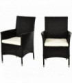 2 PC Rattan Chairs Set-Dark Coffee