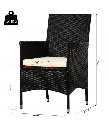 2 PC Rattan Chairs Set-Dark Coffee