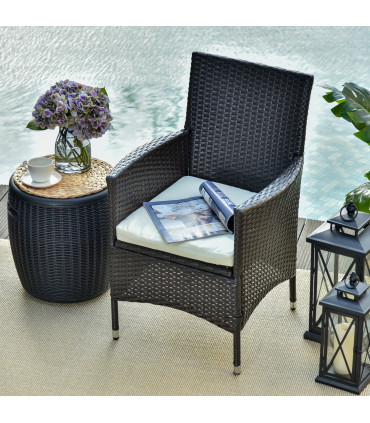 2 PC Rattan Chairs Set-Dark Coffee