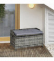 PE Rattan Bench Mixed Grey 102cmx51cmx52cm Wicker Storage Basket Seat