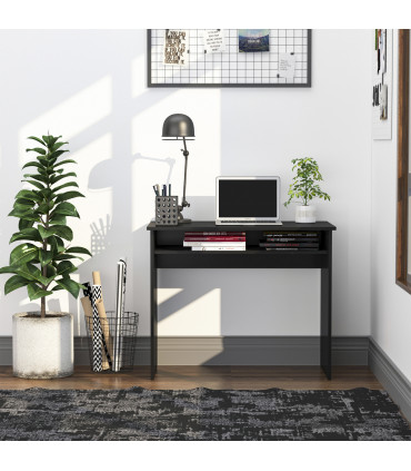 Study Desk Black 90cmx50cmx74cm Particle Board Simple Style Sturdy Workstation