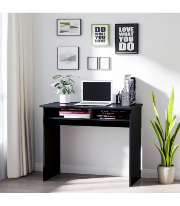 Study Desk Black 90cmx50cmx74cm Particle Board Simple Style Sturdy Workstation