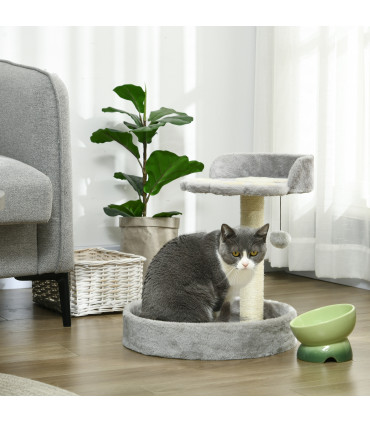 44cm Cat Tower with Sisal Cat Scratching Post, Cat Claw Shape, Light Grey