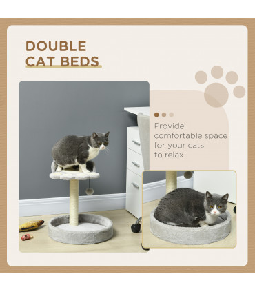 44cm Cat Tower with Sisal Cat Scratching Post, Cat Claw Shape, Light Grey