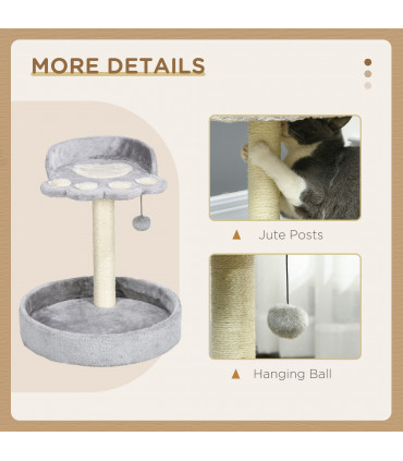 44cm Cat Tower with Sisal Cat Scratching Post, Cat Claw Shape, Light Grey