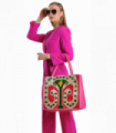 Aishling Pink Green Pattern Women Large Tote Bag