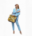 Anna Yellow Snake Pattern Women Large Tote Bag