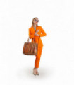 Aoife Orange Striped Women Large Tote Bag