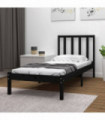 Bed Frame Black Solid Wood Pine 90x190 cm 3FT Single