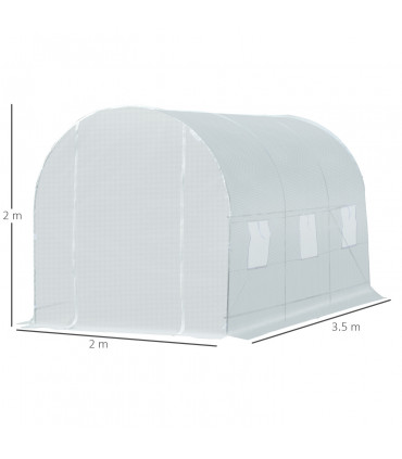3.5 L x 2 W x 2H m Walk-in Greenhouse-White PE