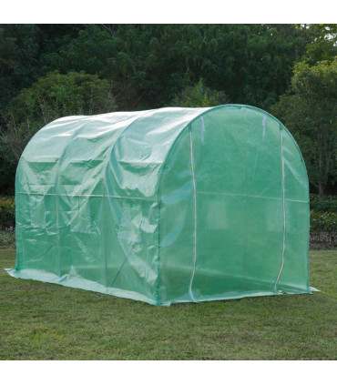 Green 300cm x 200cm x 200cm Polytunnel Walk-in Greenhouse Zip Door Windows