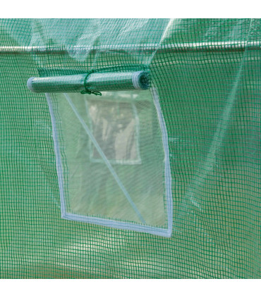 Green 300cm x 200cm x 200cm Polytunnel Walk-in Greenhouse Zip Door Windows